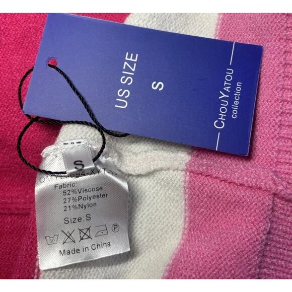 New Super Soft Long Pink Sweater with Hood, NWT Chouyatou Size Small - Picture 5 of 10